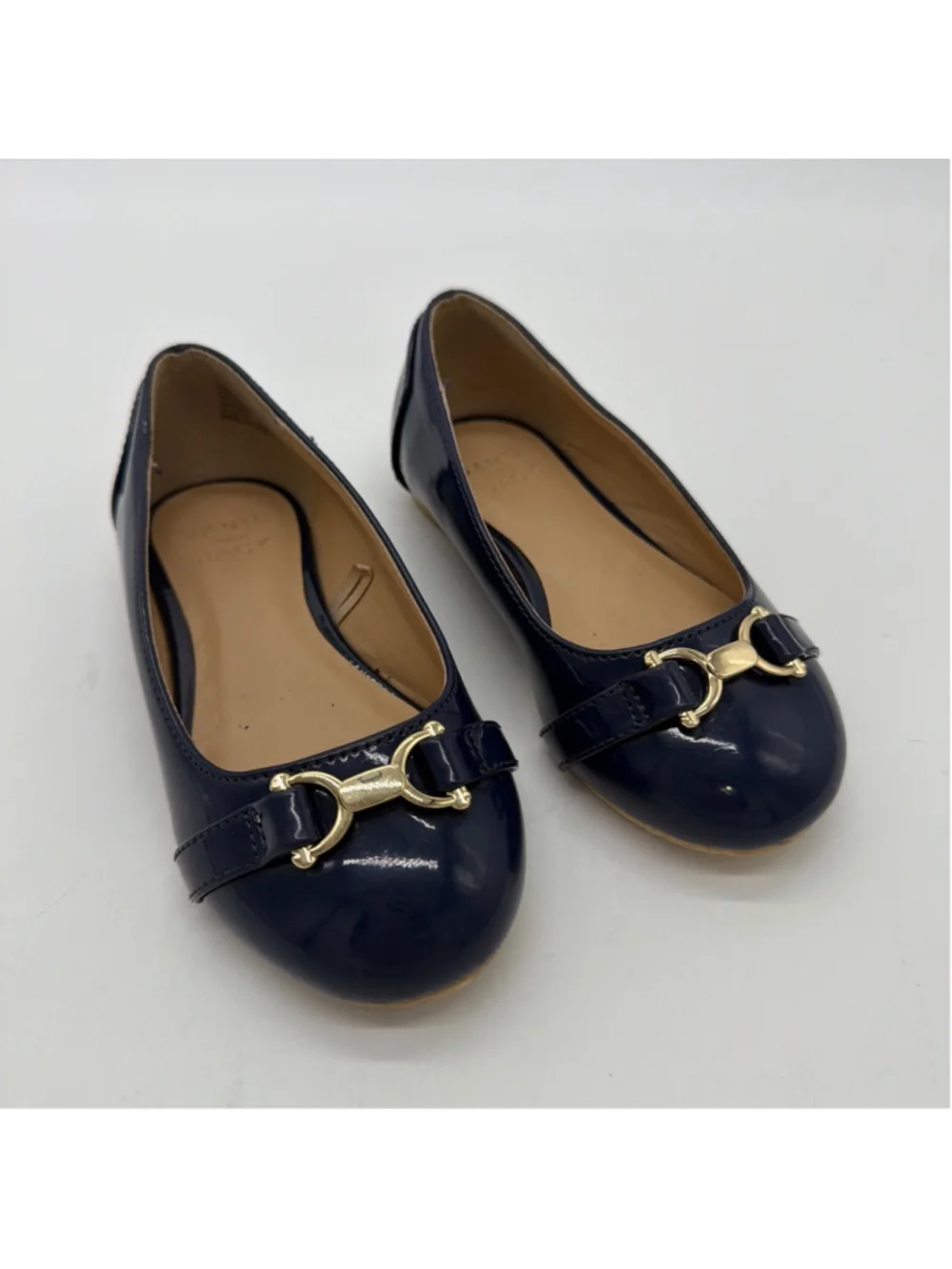 Janie and Jack Dress Shoes Navy Gold Flats Size 10 (Toddler Girl)